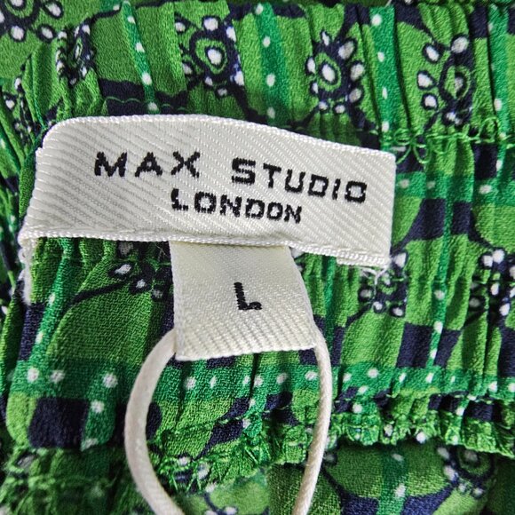 Max Studio Womens Green and Blue Elastic Waist Palazzo Pants Size Large - Picture 9 of 16